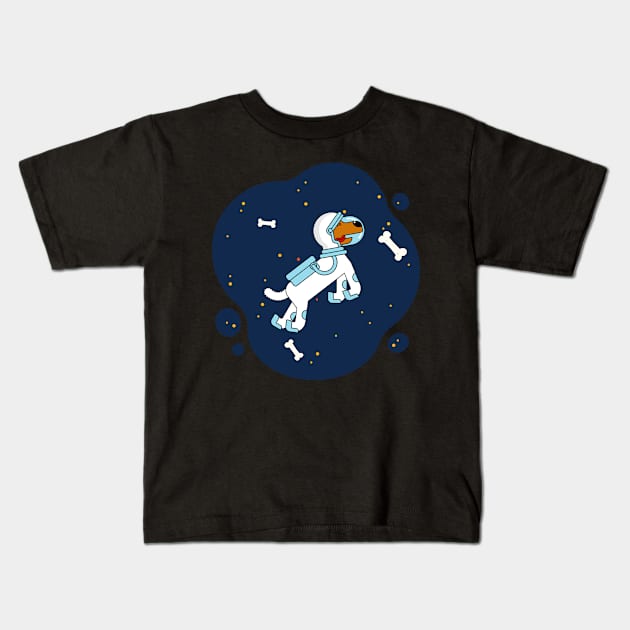 Dog in space Kids T-Shirt by Creastorm